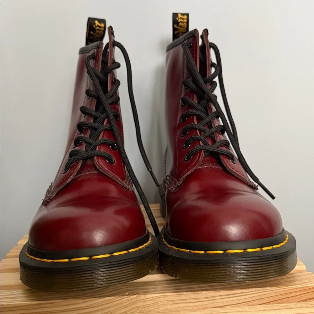 Dr. Martens Cherry Red Smooth Leather 1460 Boot Size US L 7 US M 6 - Picture 11 of 16